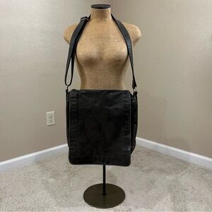 Fossil Leather Messenger LapTop Bag Gray Briefcase Travel Carrying School Carry